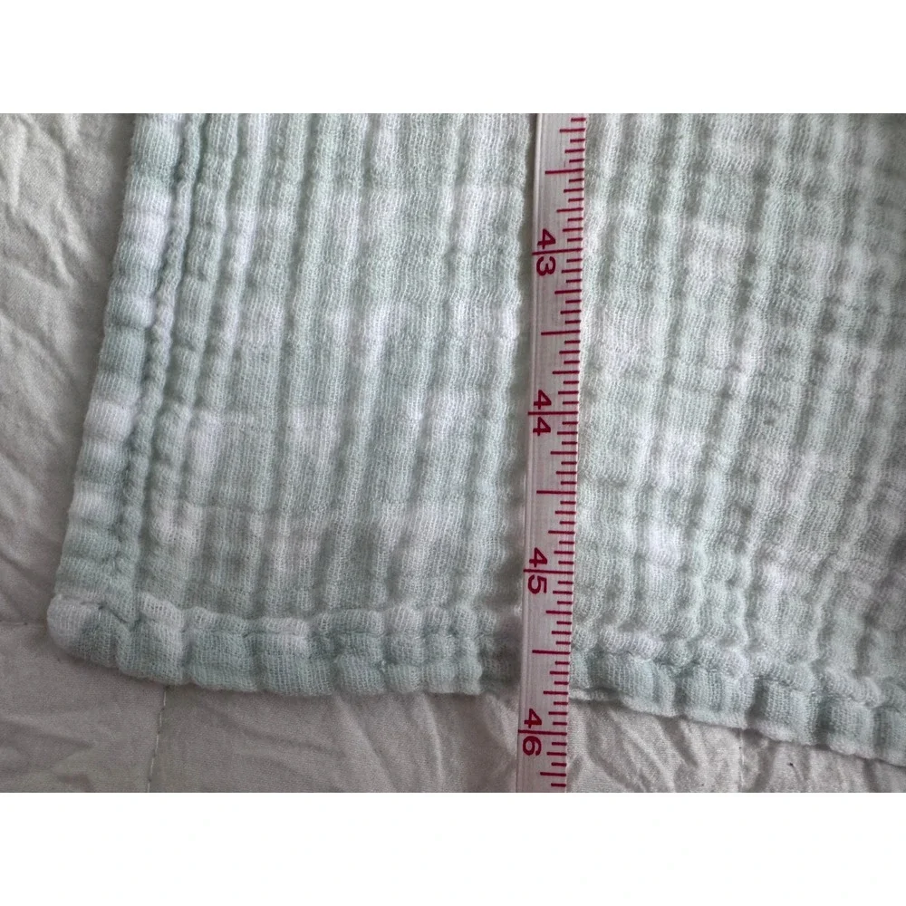 Cloud Island Sage Green Gingham Muslin Swaddle Blanket 100% Cotton 46x40